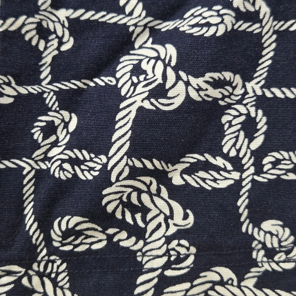 Talbots Rope Knot Print‎ Mini Skirt Navy Blue White Cotton Stretch Pockets